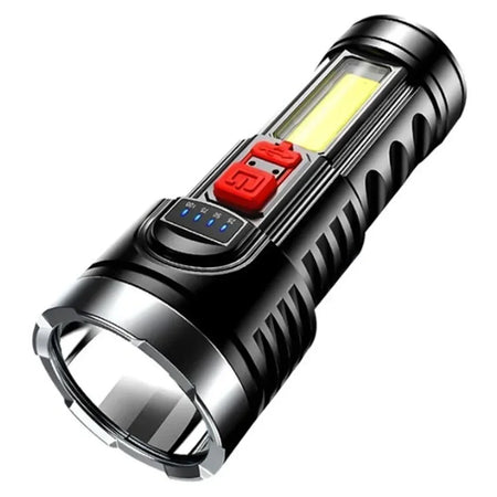USB Rechargeable Flashlight High Power OSL COB White Strong Resistant Portable Camping Emergency LED Lighting Black Long