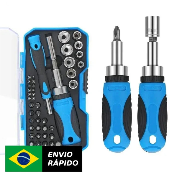 Jogo Chave Fenda Catracada Bits Soquetes Sextavado Kit 41 Pç